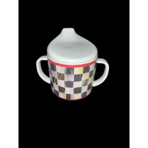 MacKenzie-Childs Checkered Sippy Cup - Black, White, Red